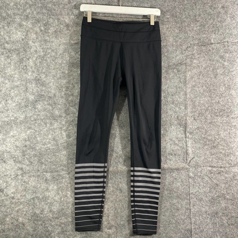 Athleta Leggings Small Black Silver Shine Stripe Sonar High Rise Workout